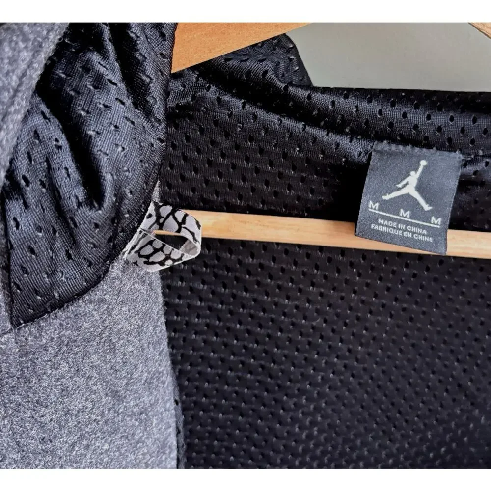 Nike Jordan Jumpman Wool‎ Blend Hooded Varsity Jacket Bomber Snap Black Gray M